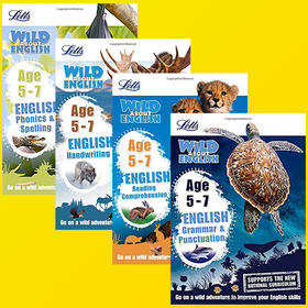 英文原版 Collins Letts Wild About English系列 柯林斯少儿英语科普练习册4册5-7岁 Grammar Phonics Handwriting进口语法写作书