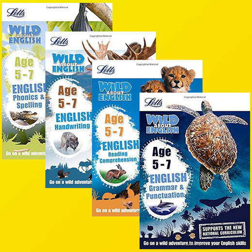 英文原版 Collins Letts Wild About English系列 柯林斯少儿英语科普练习册4册5-7岁 Grammar Phonics Handwriting进口语法写作书 商品图0