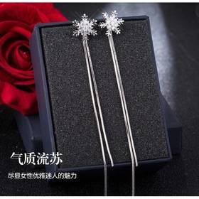 【两对装】防过敏耳钉耳环雪花长款韩版个性学生可爱简约网红耳坠