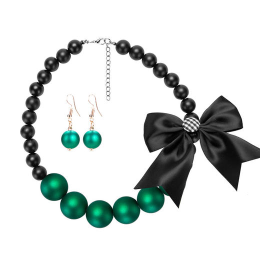 〖波西米亚风项链耳环套装〗欧美夸张大牌镶蝴蝶结项链耳环套装女性波西米亚风 商品图1