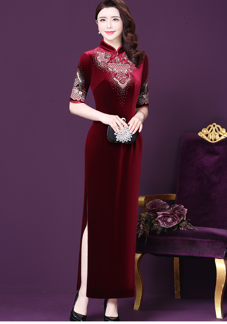 wx17225w新款时尚烫钻婚宴贵夫人旗袍