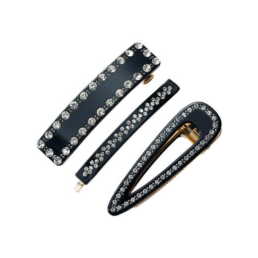 〖一字夹鸭嘴夹顶夹三件套〗欧美气质时尚醋酸板材镶钻发夹女套装组合 商品图4