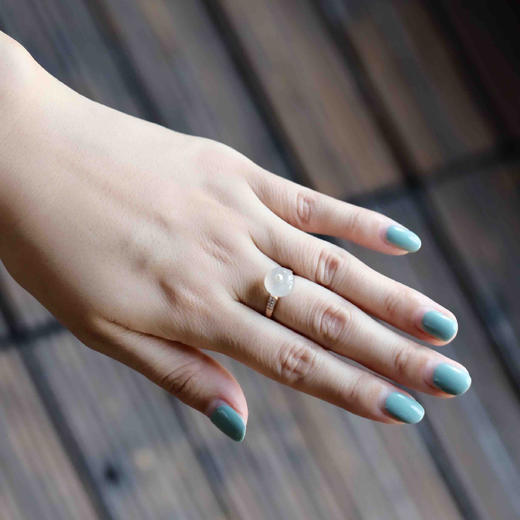 高冰种翡翠路路通戒指18k玫瑰金钻石珍珠镶嵌 商品图7