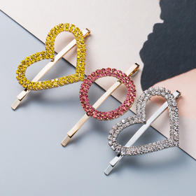 〖一字夹三件套〗圆形爱心形亚克力镶钻韩版发夹女套装成人一字夹三件套网红刘海夹