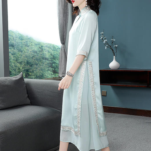 RFG-734新款改良旗袍文艺五分袖中式民族风刺绣连衣裙TZW 商品图1