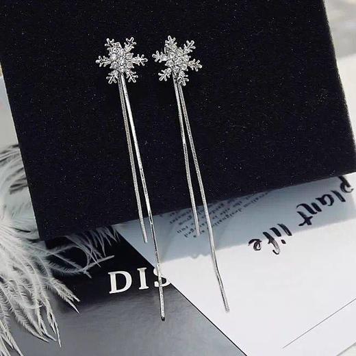 【两对装】防过敏耳钉耳环雪花长款韩版个性学生可爱简约网红耳坠 商品图8