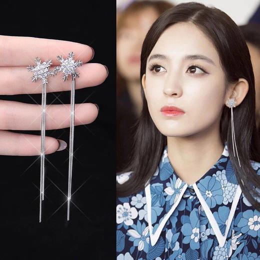 【两对装】防过敏耳钉耳环雪花长款韩版个性学生可爱简约网红耳坠 商品图4