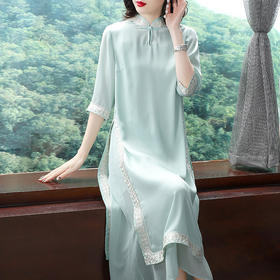 RFG-734新款改良旗袍文艺五分袖中式民族风刺绣连衣裙TZW