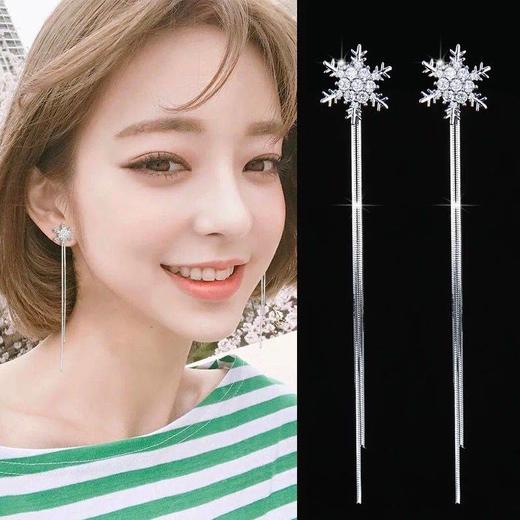 【两对装】防过敏耳钉耳环雪花长款韩版个性学生可爱简约网红耳坠 商品图6