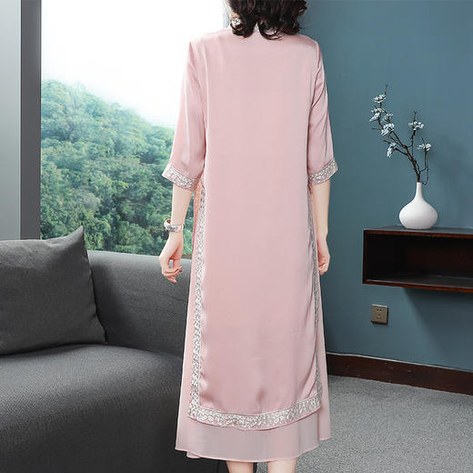RFG-734新款改良旗袍文艺五分袖中式民族风刺绣连衣裙TZW 商品图3