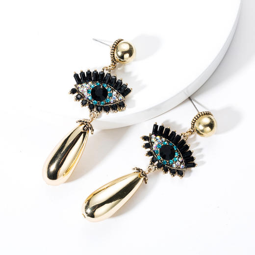 〖复古气质个性耳钉〗欧美夸张亚克力镶钻眼睛珍珠耳坠耳环女复古气质个性耳饰earrings 商品图0