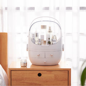 化妆品收纳盒抽屉式手提透明桌面护肤品置物防尘 化妆盒收纳整理盒