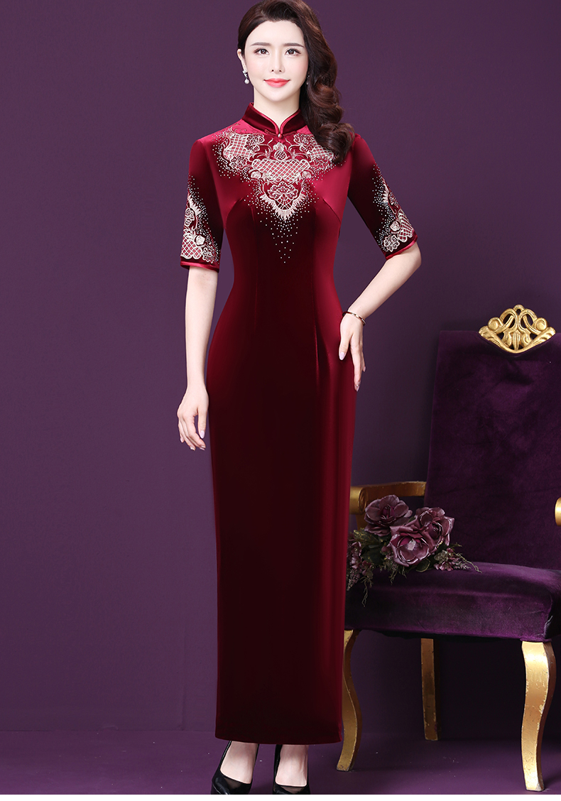 wx17225w新款时尚烫钻婚宴贵夫人旗袍