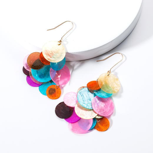 〖果色个性百搭耳环〗欧美夸张大牌多层圆形树脂耳钩潮女糖果色个性百搭耳环冷淡风 商品图1