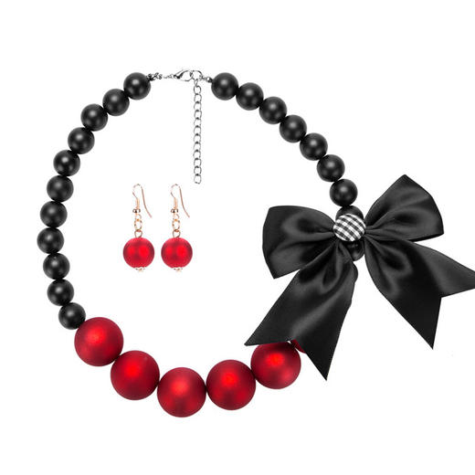 〖波西米亚风项链耳环套装〗欧美夸张大牌镶蝴蝶结项链耳环套装女性波西米亚风 商品图0