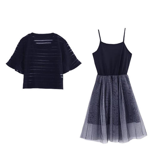 夏季小清新套装中长款上装两件套连衣裙学生吊带女裙子 商品图4