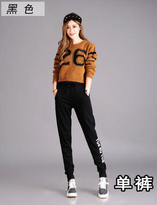 春夏薄款字母运动裤女大运动码宽松学生卫裤长裤服饰休闲小脚哈伦裤潮裤子 商品图2