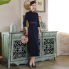 DLQ-A1803新款高端中长款圆襟优雅绣花旗袍连衣裙 商品缩略图0