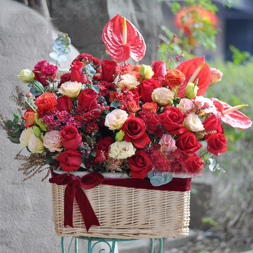 豪华大气手提花篮精品高端高档定制送女友老婆妈妈老师领导长辈朋友