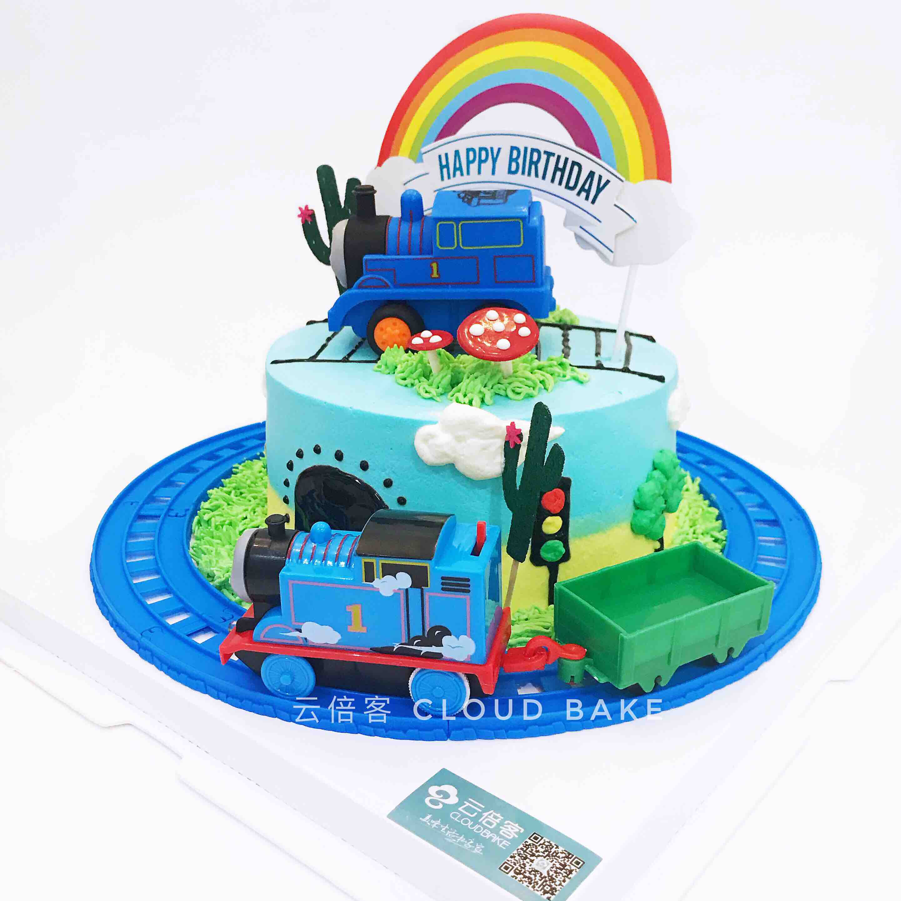 【托马斯主题蛋糕】双火车款