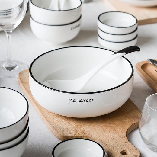 摩登主妇 欧式创意字母陶瓷餐具家用餐盘套装菜盘汤盘米饭碗组合 商品图1