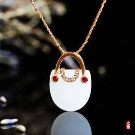 18k玫瑰金和田玉（白玉）吊坠-邂逅普罗旺斯