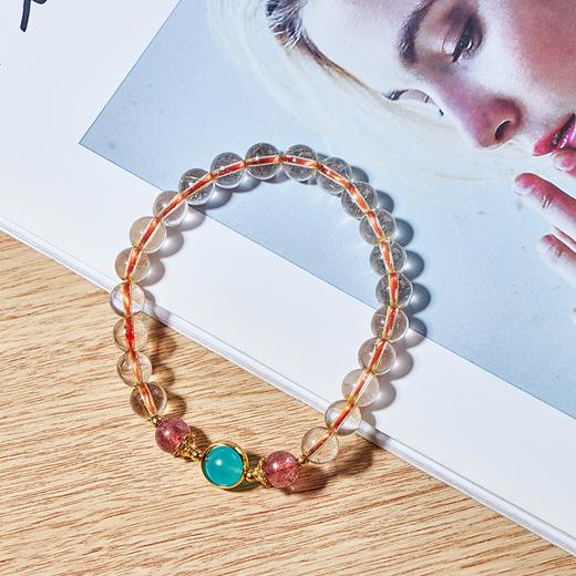 金发晶天河石水晶手链 黄色水晶手串 简约水晶串珠首饰饰品 8mm 商品图1