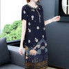 NYF-85456新款圆领印花莨绸纱香云纱连衣裙 商品缩略图3