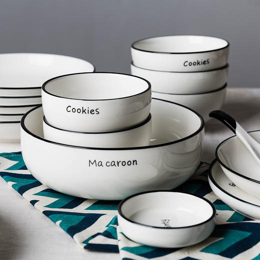 摩登主妇 欧式创意字母陶瓷餐具家用餐盘套装菜盘汤盘米饭碗组合 商品图0