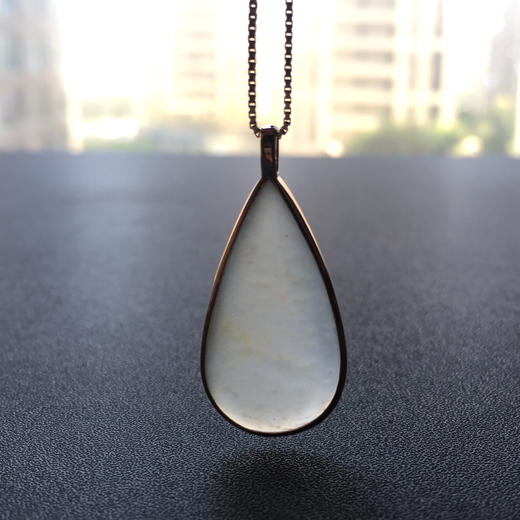 冰种雪花棉翡翠大水滴素面18k玫瑰金镶嵌 商品图6