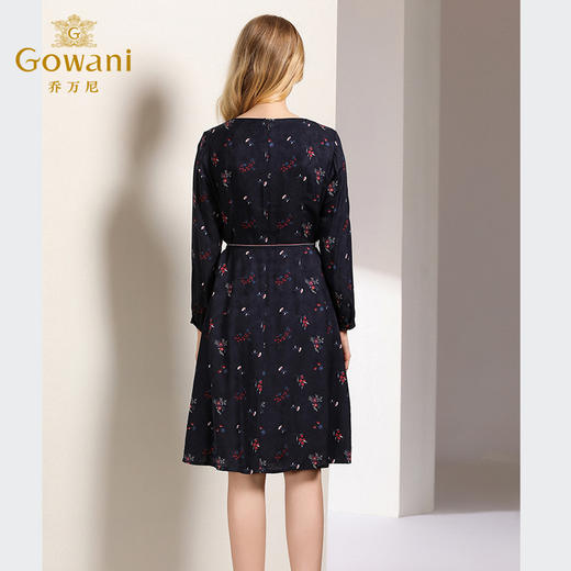 乔万尼秋装收腰显瘦气质X版印花长袖连衣裙中长EN3E309 商品图3