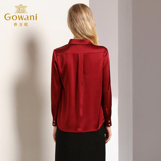 乔万尼秋季衬衫女设计感小众通勤职业风红色宽松长袖上衣EN3C342101 商品图3