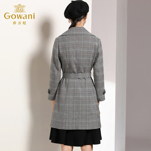 乔万尼风衣女秋装流行双排扣格子西装外套女式中长款EN3A302 商品图3
