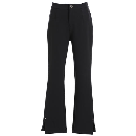 乔万尼裤子女秋黑色修身显瘦垂感时尚通勤休闲微喇叭裤EN3F341 商品图4