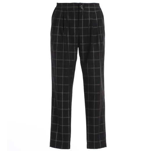 乔万尼裤子女秋复古格子高腰显瘦时尚通勤休闲小脚哈伦裤EN3F329 商品图4