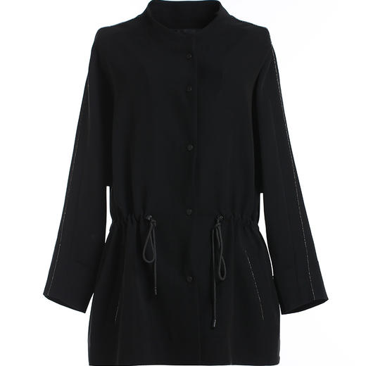 乔万尼春秋ins潮立领宽松抽绳收腰黑色休闲短外套女欧货EN3B333 商品图4