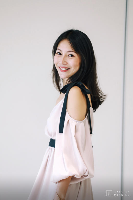 AtelierMissLu / Cintia-香槟粉飘带装饰连身裙 商品图7