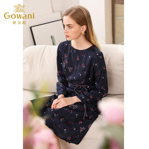 乔万尼秋装收腰显瘦气质X版印花长袖连衣裙中长EN3E309 商品图1