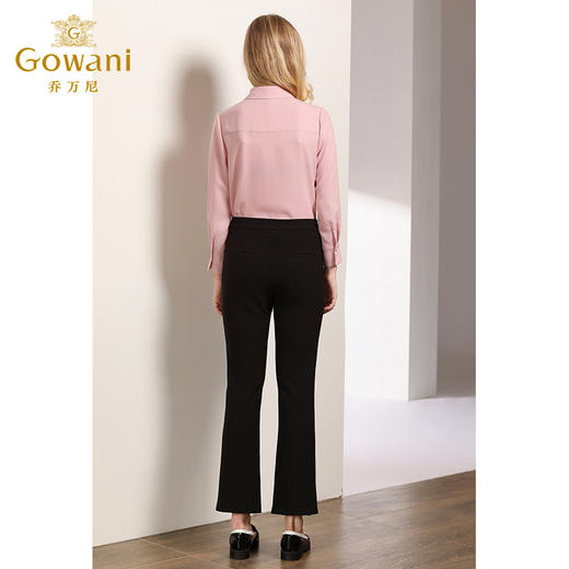 乔万尼裤子女秋黑色修身显瘦垂感时尚通勤休闲微喇叭裤EN3F341 商品图3