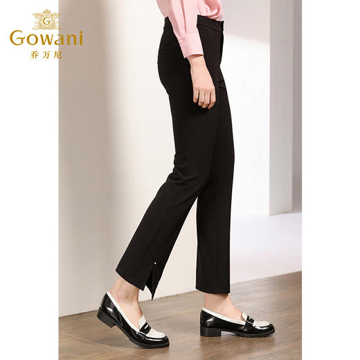 乔万尼裤子女秋黑色修身显瘦垂感时尚通勤休闲微喇叭裤EN3F341 商品图1