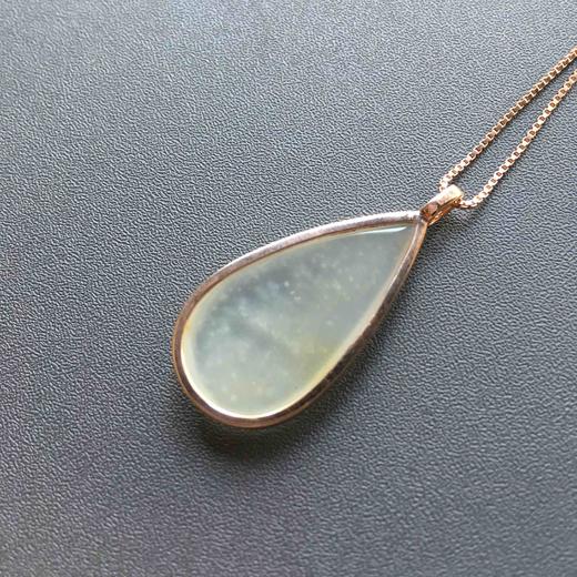 冰种雪花棉翡翠大水滴素面18k玫瑰金镶嵌 商品图5