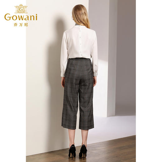 乔万尼裤子女秋格子高腰垂感时尚通勤宽松直筒休闲阔腿裤EN3F303 商品图3