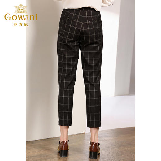 乔万尼裤子女秋复古格子高腰显瘦时尚通勤休闲小脚哈伦裤EN3F329 商品图3