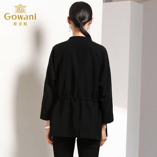 乔万尼春秋ins潮立领宽松抽绳收腰黑色休闲短外套女欧货EN3B333 商品图3