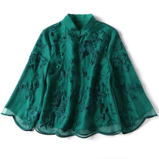 AYK-QF-18060219中国风纱网刺绣拼接上衣 商品图3