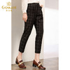 乔万尼裤子女秋复古格子高腰显瘦时尚通勤休闲小脚哈伦裤EN3F329 商品缩略图1