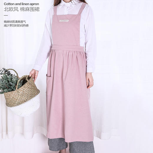北欧风 百褶棉麻围裙 商品图1
