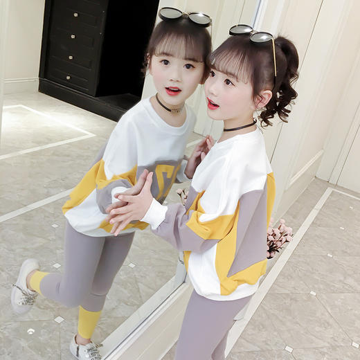 DK-CK19081新款中大童洋气网红休闲儿童运动两件套TZW 商品图1