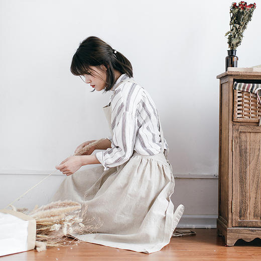 北欧风 百褶棉麻围裙 商品图2