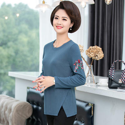 JH 8055 中老年女装绣花女式T恤上衣大码 商品图0